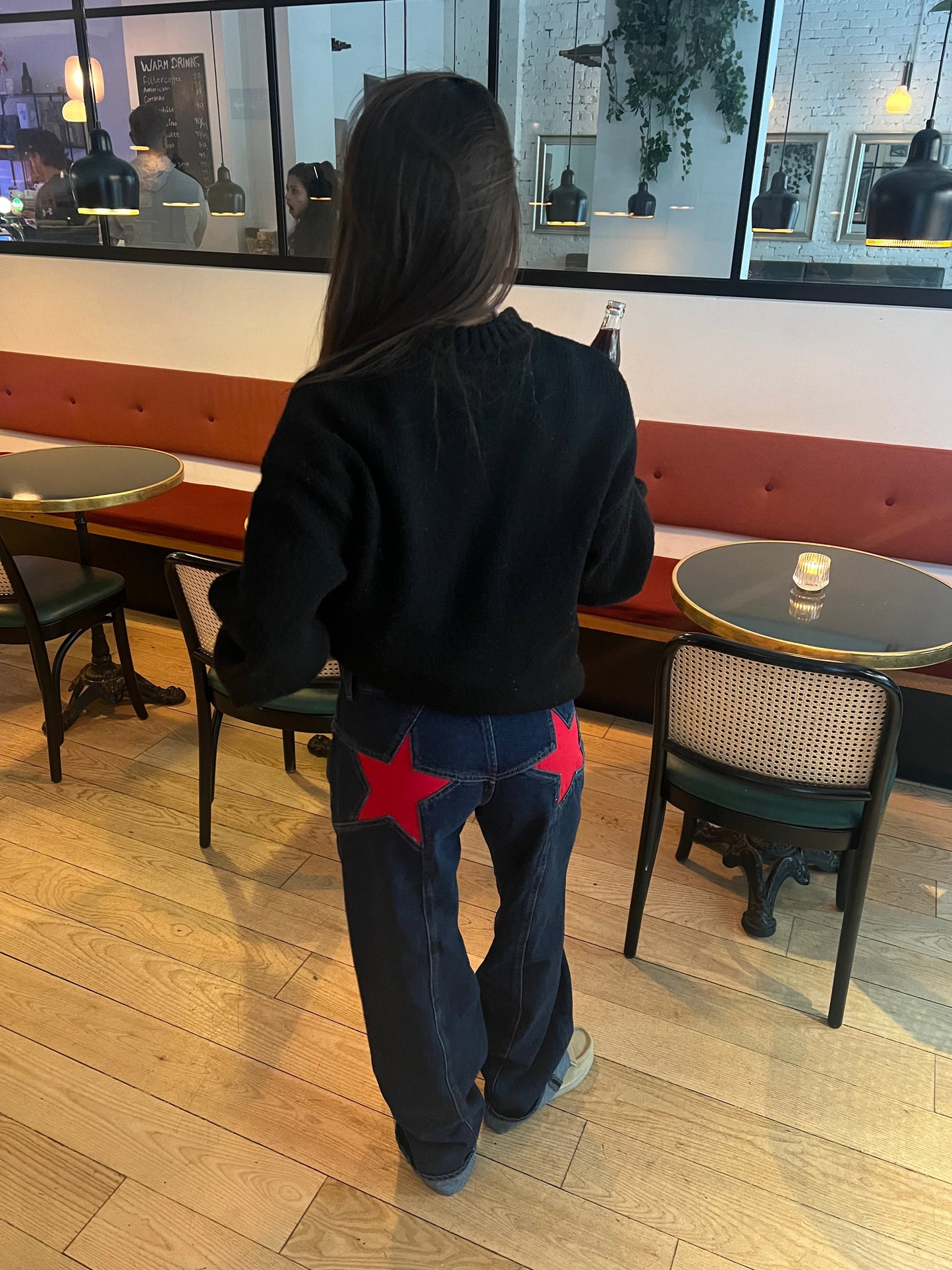 Star jeans with red stars - dark denim