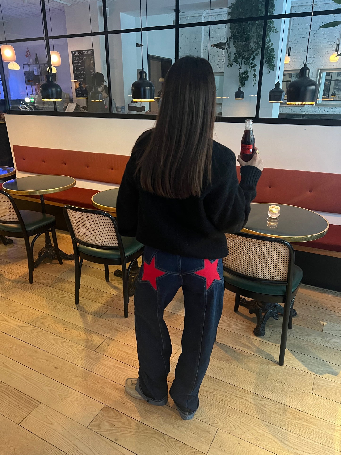 Star jeans with red stars - dark denim