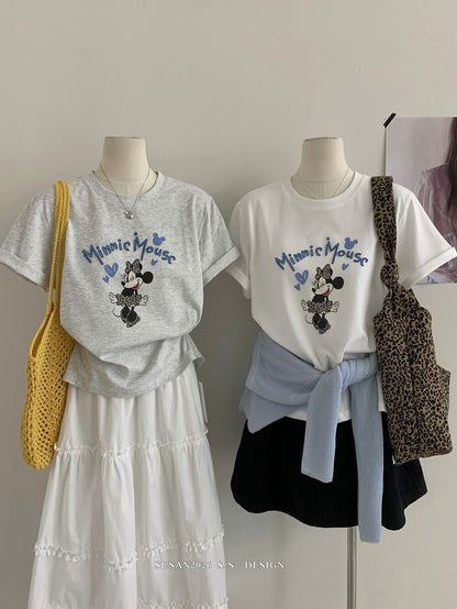 Cute Cartoon Graphic T-Shirt – Korean Style Loose Fit Casual Summer Tee