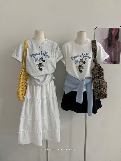 Cute Cartoon Graphic T-Shirt – Korean Style Loose Fit Casual Summer Tee