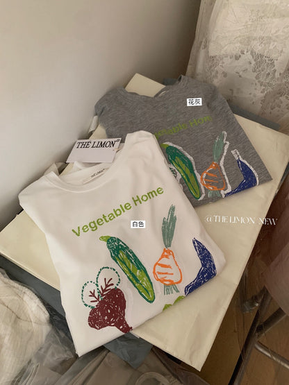 T-Shirt mit Gemüsemuster – Lässiges Sommer-T-Shirt mit lockerer Passform