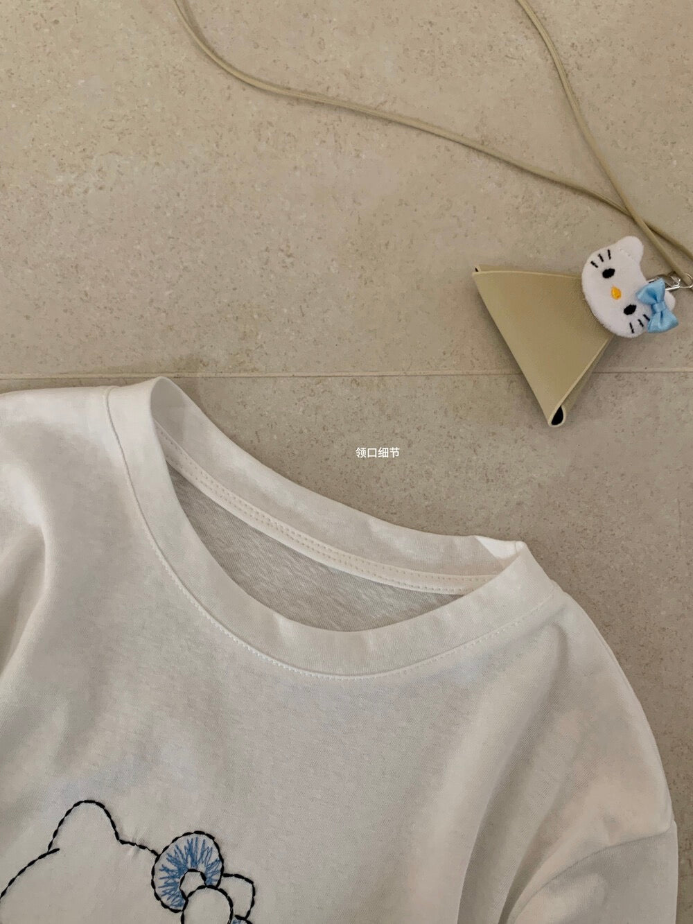 Cute Embroidered Cartoon Cat T-Shirt – Korean Style Slim Fit Casual Summer Tee - Seldom Seen Styles