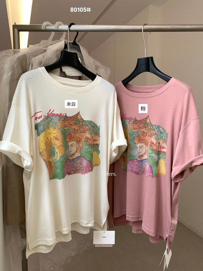 Vintage Art Graphic T-Shirt – Abstract Illustration Loose Fit Casual Oversized Tee