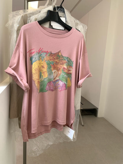 Vintage Art Graphic T-Shirt – Abstract Illustration Loose Fit Casual Oversized Tee