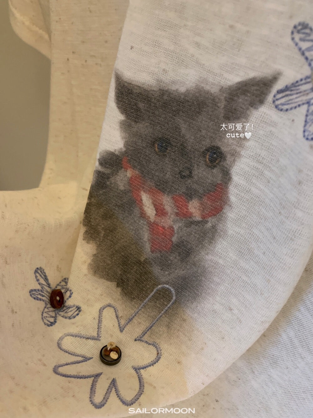 Imagine SAILORMOON Korean versatile cute cat print loose short-sleeved T-shirt women's summer pullover - Seldom Seen Styles
