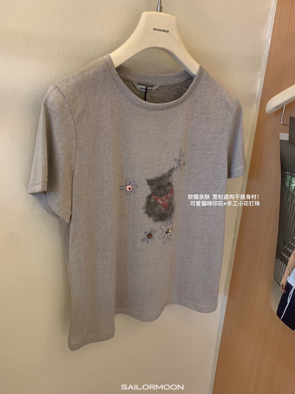 Imagine SAILORMOON Korean versatile cute cat print loose short-sleeved T-shirt women's summer pullover - Seldom Seen Styles
