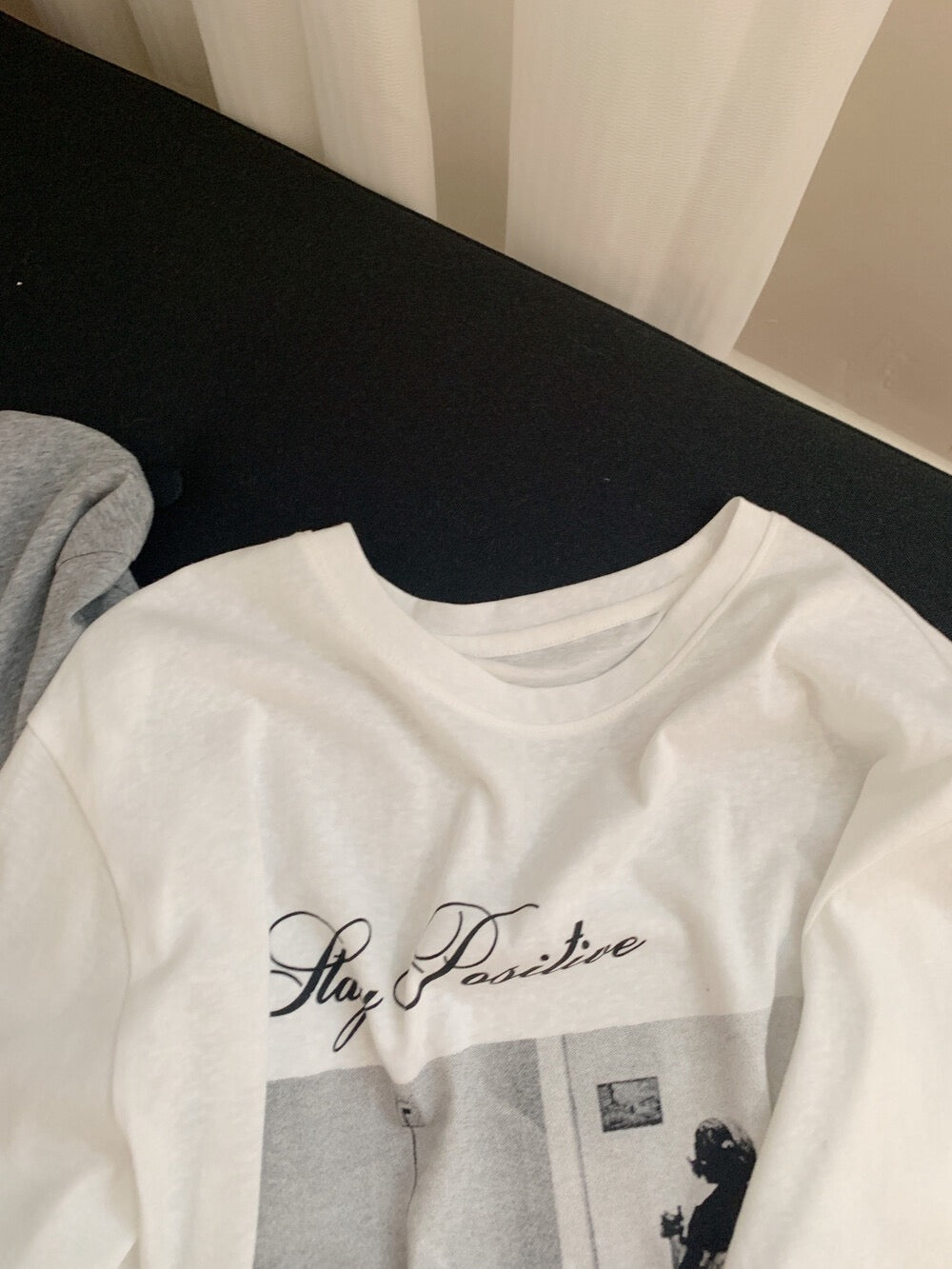 Vintage Photo Graphic T-Shirt – “Stay Positive” Aesthetic Casual Oversized Tee - Seldom Seen Styles