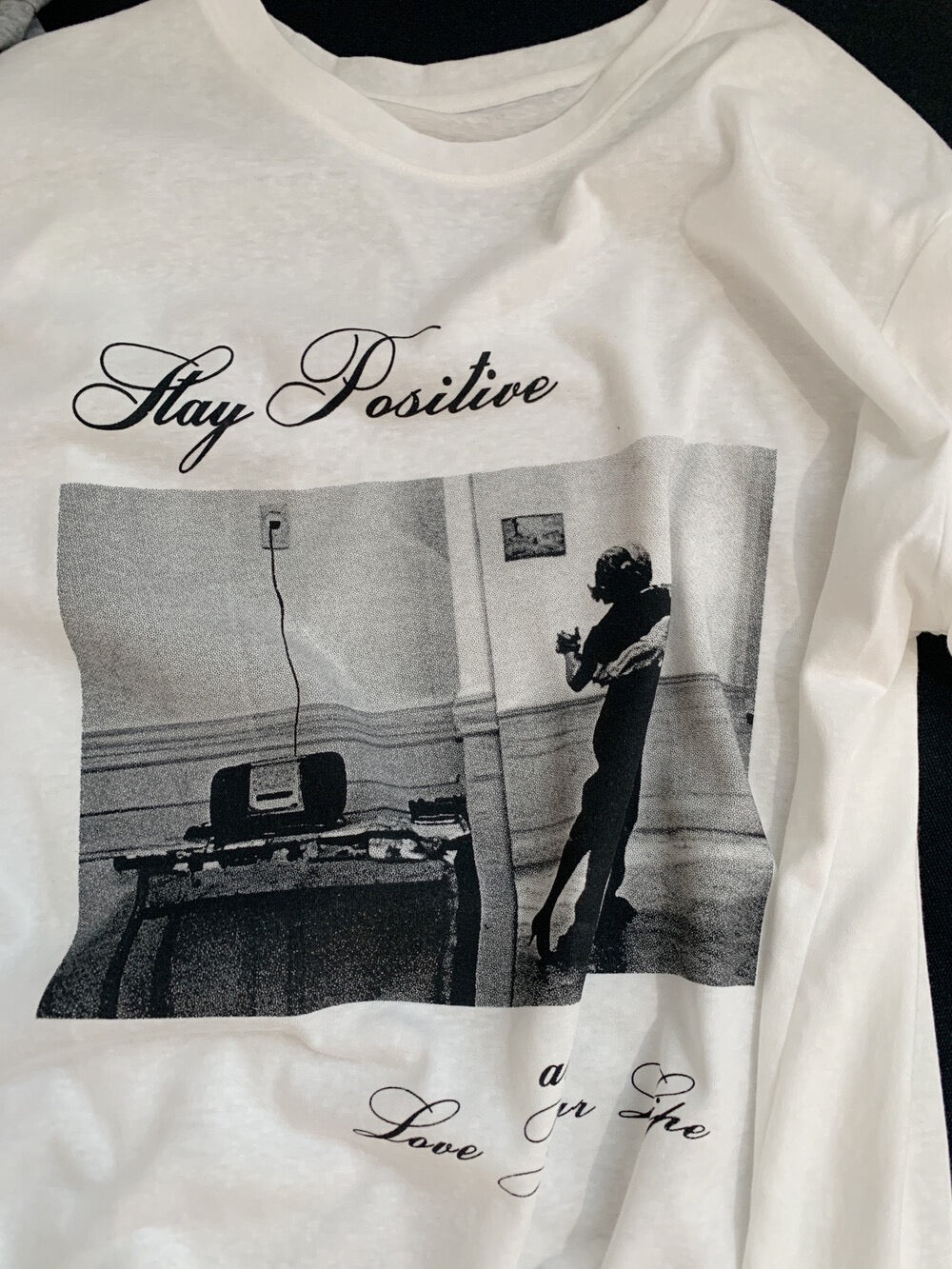 Vintage Photo Graphic T-Shirt – “Stay Positive” Aesthetic Casual Oversized Tee - Seldom Seen Styles