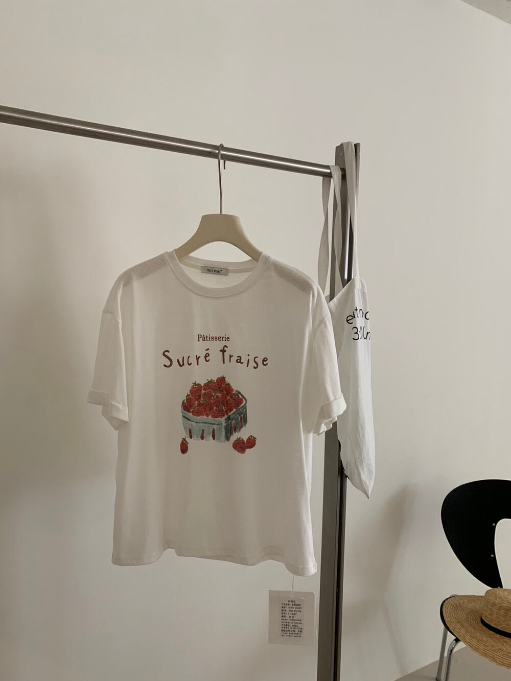 French Strawberry Graphic T-Shirt – Cute Aesthetic Summer Oversized Tee for Women - Seldom Seen Styles