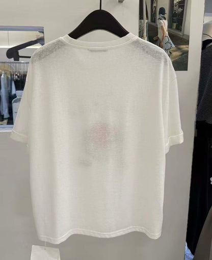 Französisches Erdbeer-Grafik-T-Shirt – Süßes Ästhetisches Oversized Sommer T-Shirt für Damen