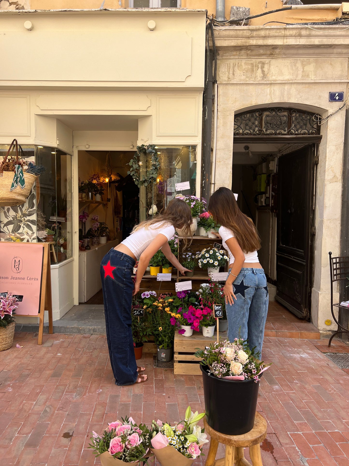 Star jeans with red stars - dark denim