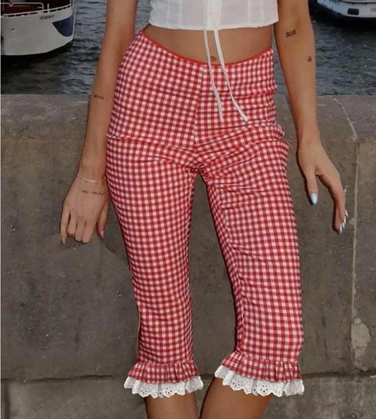 ISOLA GINGHAM LACE PANTS - Seldom Seen Styles
