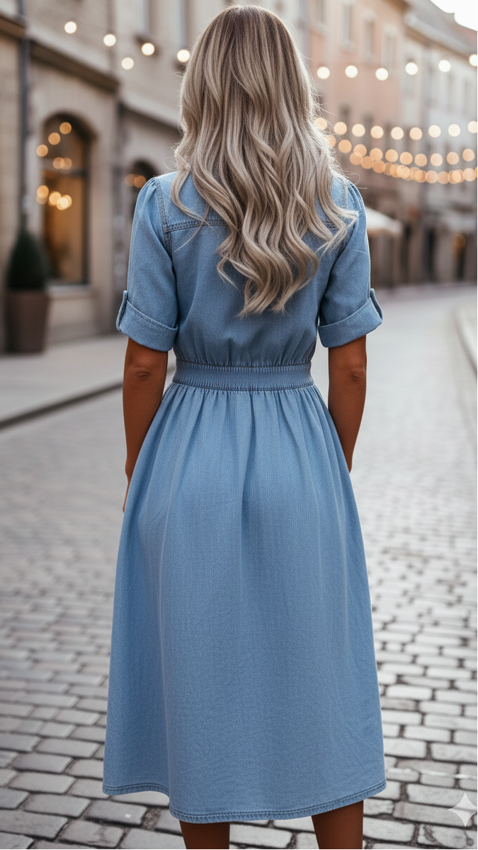 Isabelle | Belted Denim Shirt Dress - Lumina - Seldom Seen Styles