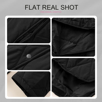 Veste Femme Décontractée Automne Capuche Doudoune Manches Longues Boutonnée Surdimensionnée Légère Basique Hiver Noir Manteau Confort Vêtements Dessus Tenues Femme 2025