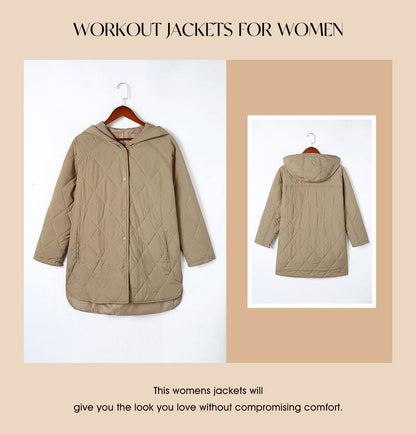 Veste Femme Décontractée Automne Capuche Doudoune Manches Longues Boutonnée Surdimensionnée Légère Basique Hiver Noir Manteau Confort Vêtements Dessus Tenues Femme 2025