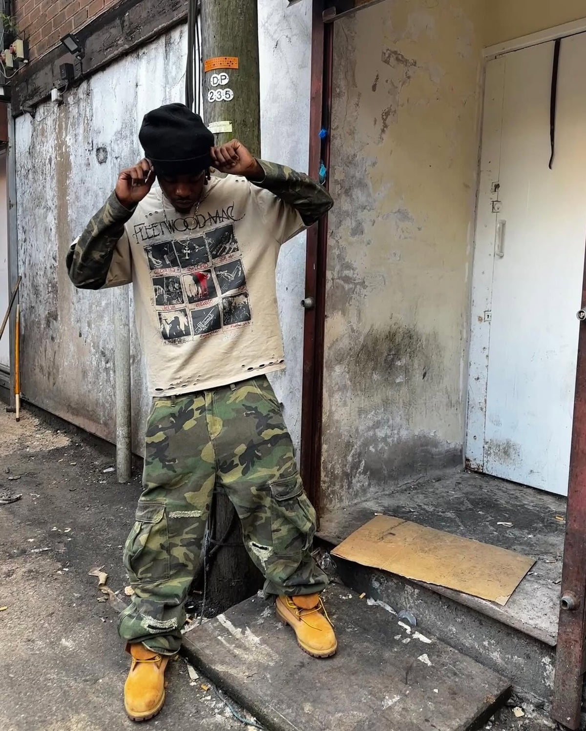 Jersey Distressed Camouflage Faux Two-Piece Graphic T-Shirt - Seldom Seen Styles