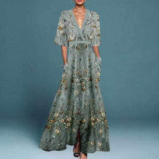 Jill™ | Elegant Maxi Dress with Floral Pattern - Seldom Seen Styles