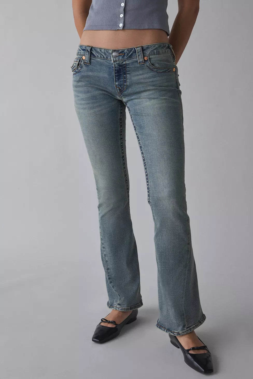 Joey Low-Rise Flap Flare Jean - Seldom Seen Styles