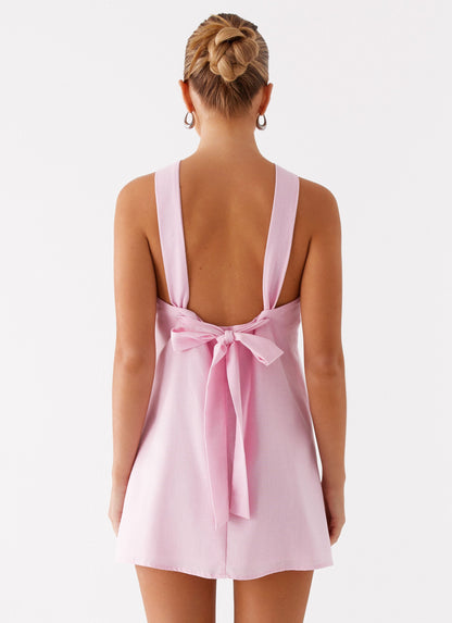 Keira Linen Micro Mini Dress - Pink