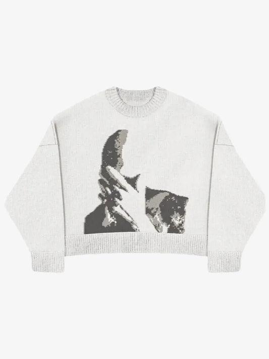Knitted Sweater "Why?" - Seldom Seen Styles