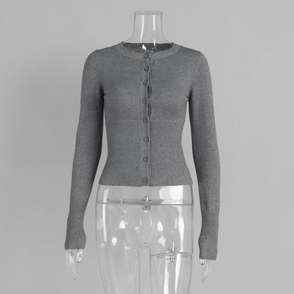 Knitted long-sleeved cardigan new autumn and winter slim-fit knitted bottoming sweater cardigan women