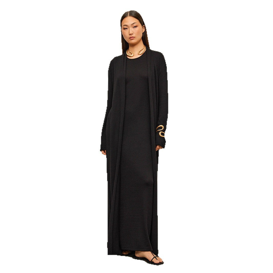 Knitted long-sleeved cardigan + suspender dress set autumn soft blouse set women - Seldom Seen Styles