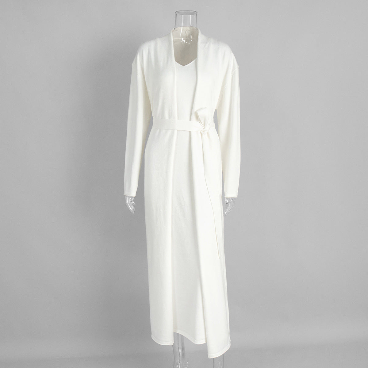 Knitted long-sleeved cardigan + suspender dress set autumn soft blouse set women - Seldom Seen Styles