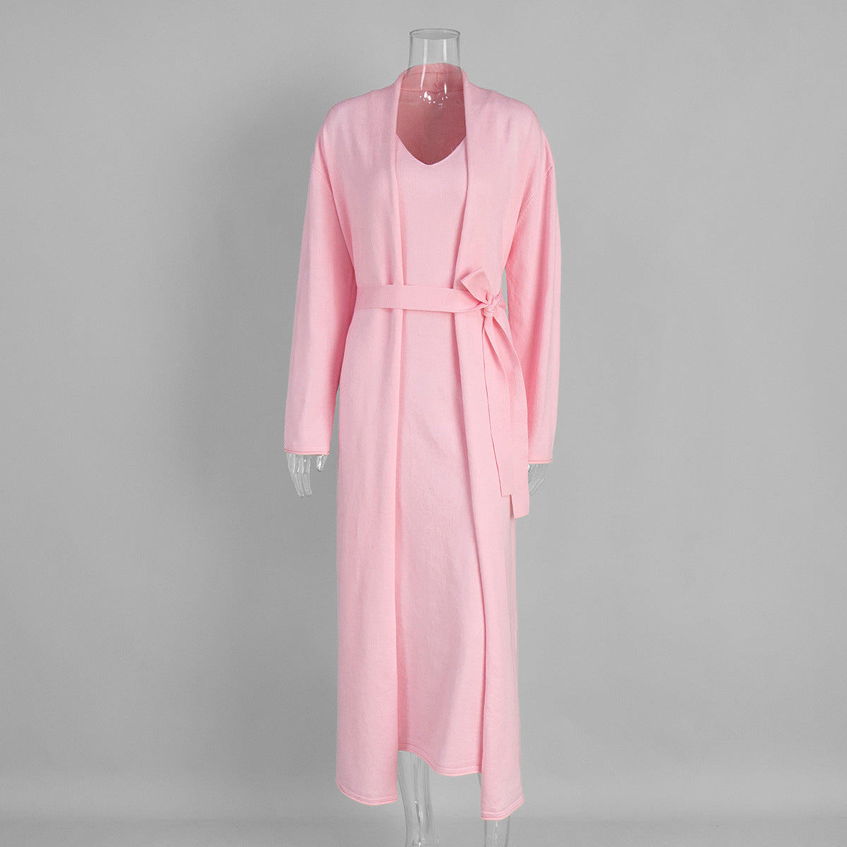 Knitted long-sleeved cardigan + suspender dress set autumn soft blouse set women - Seldom Seen Styles