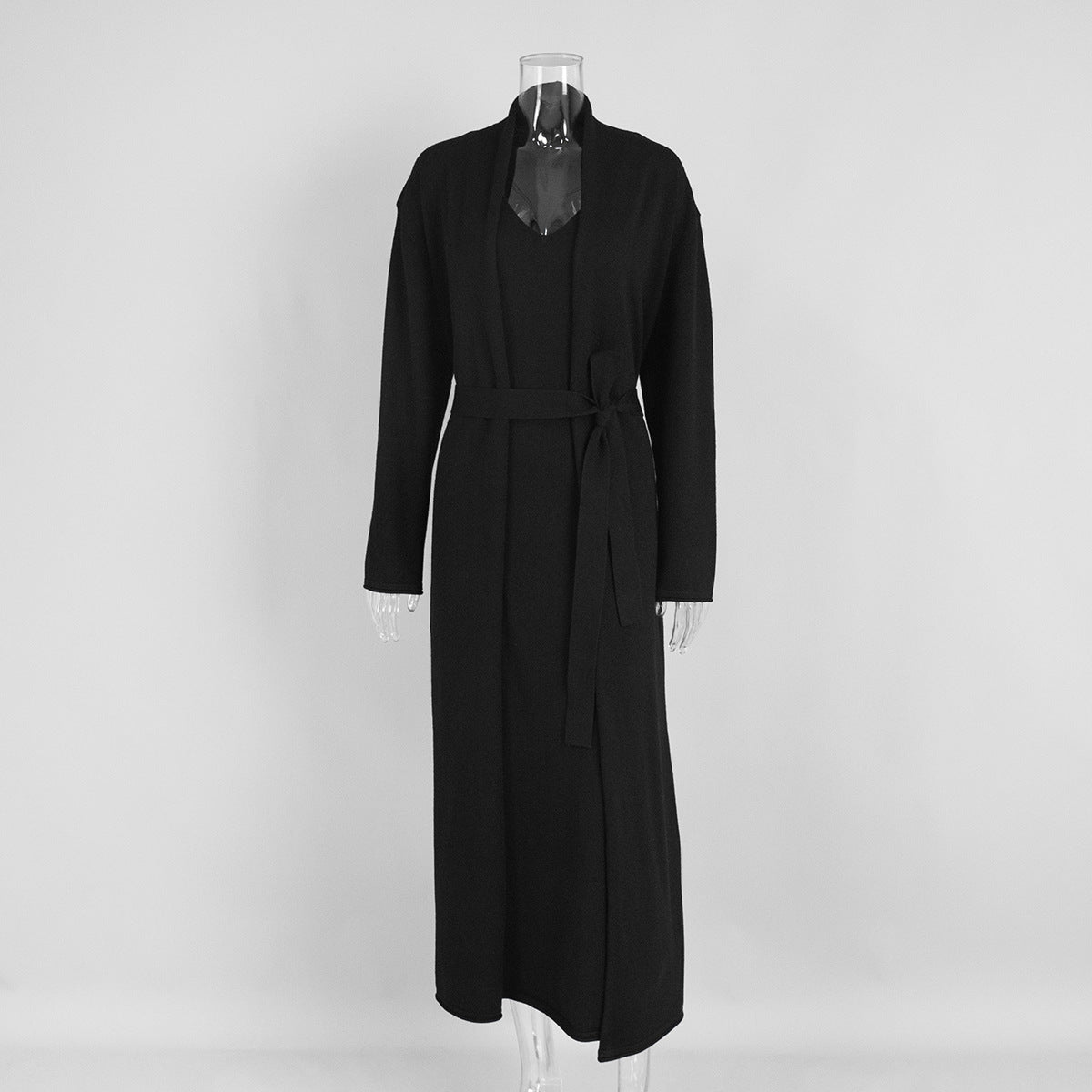 Knitted long-sleeved cardigan + suspender dress set autumn soft blouse set women - Seldom Seen Styles