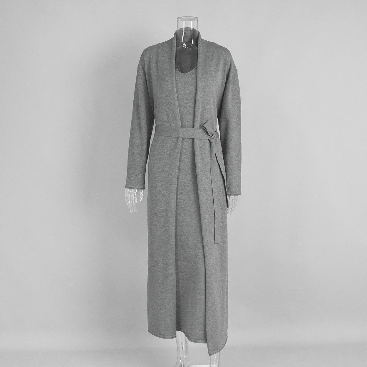 Knitted long-sleeved cardigan + suspender dress set autumn soft blouse set women - Seldom Seen Styles