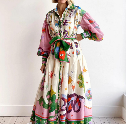 Kristin | Women's Printed Maxi Shirt Dress - Seldom Seen Styles