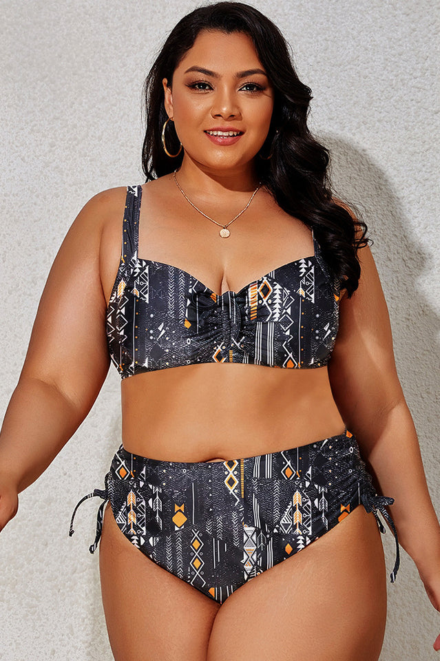 (L-4XL) Floral Adjustable Side Bikini Set - Seldom Seen Styles