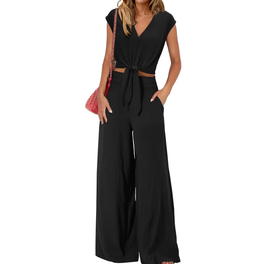 LENA™ – Breezy V-Neck Wide-Leg Set - Seldom Seen Styles