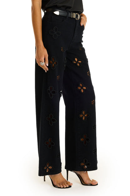 Kaia Pearl High Rise Jean - Black