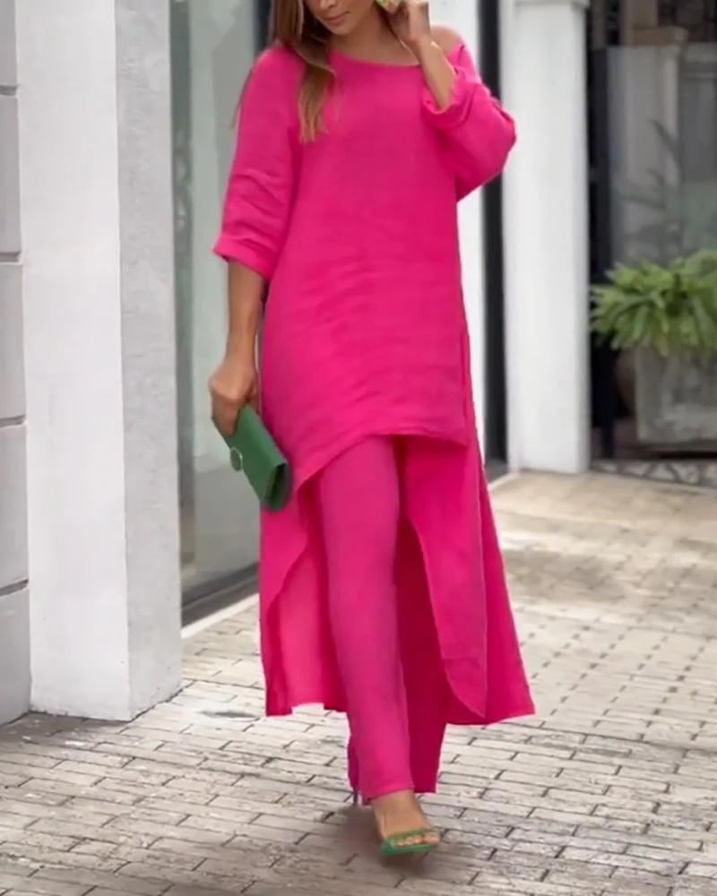 LYSAVINE – NATURAL LINEN TAILORED SET FOR WOMEN - Seldom Seen Styles