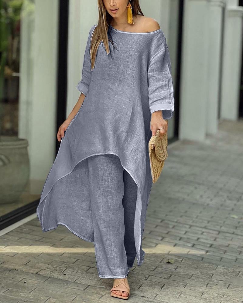 LYSAVINE – NATURAL LINEN TAILORED SET FOR WOMEN - Seldom Seen Styles