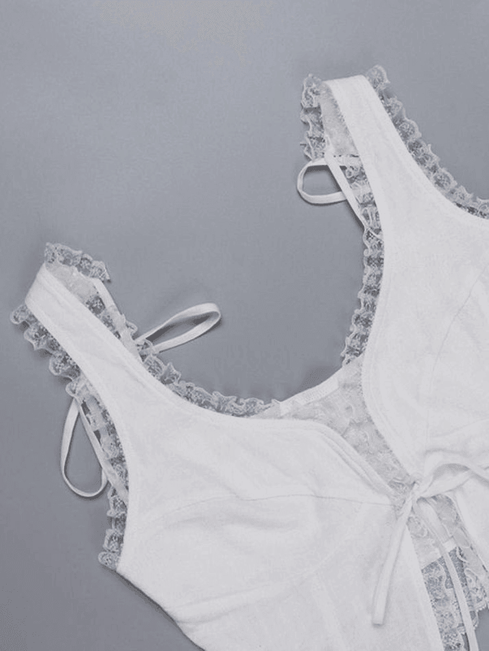 Lace Trim Ruffle Crop Tank Top - Seldom Seen Styles