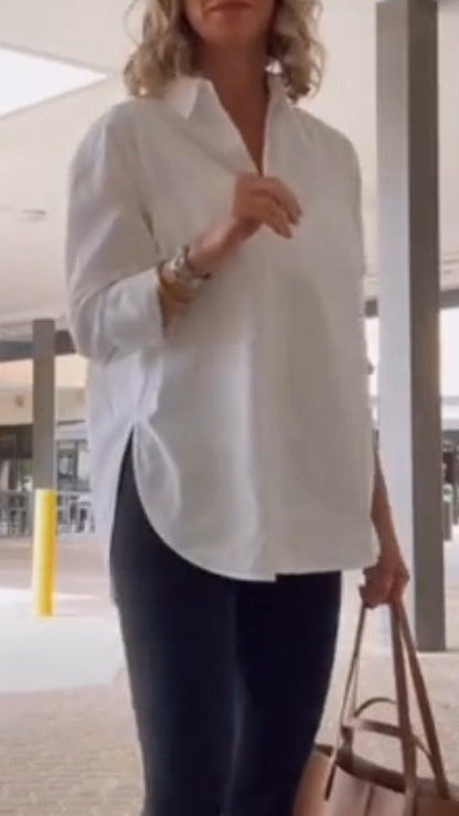 Chemise Décontractée Unie à Col pour Femme