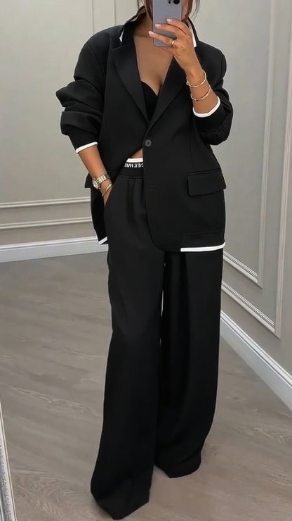 Ladies Collar Jacket+ Pants Style Commuting Suit