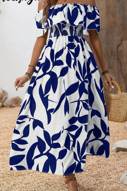 Damenkleid mit Kragen, Print und Schlitz, leger