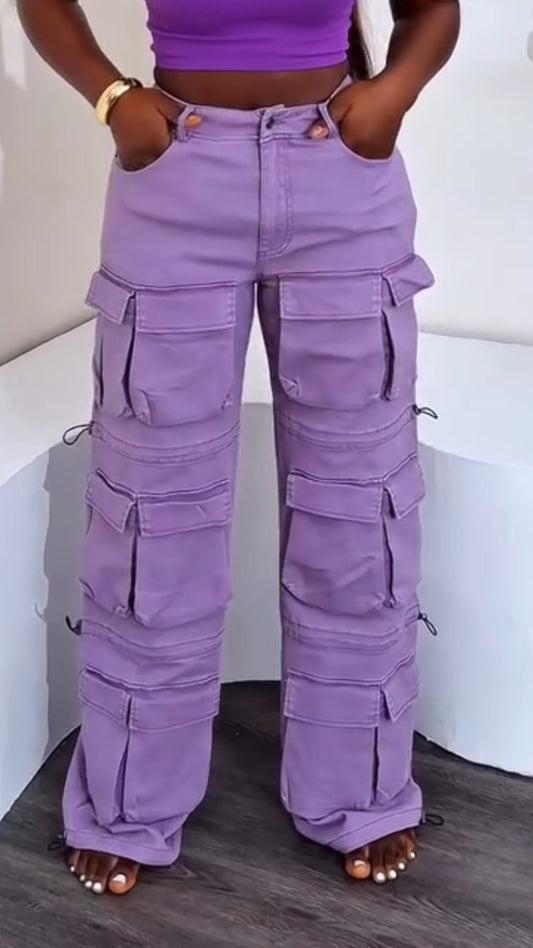 Ladies' Spliced Multi Pocket Casual Pants - Seldom Seen Styles