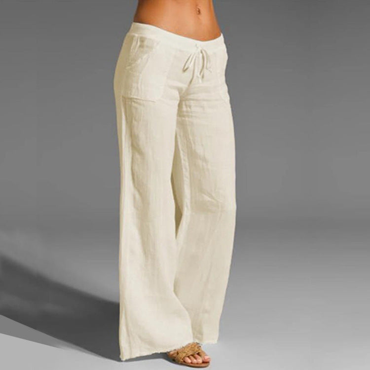 Ladies retro linen trousers casual elastic pants - Seldom Seen Styles