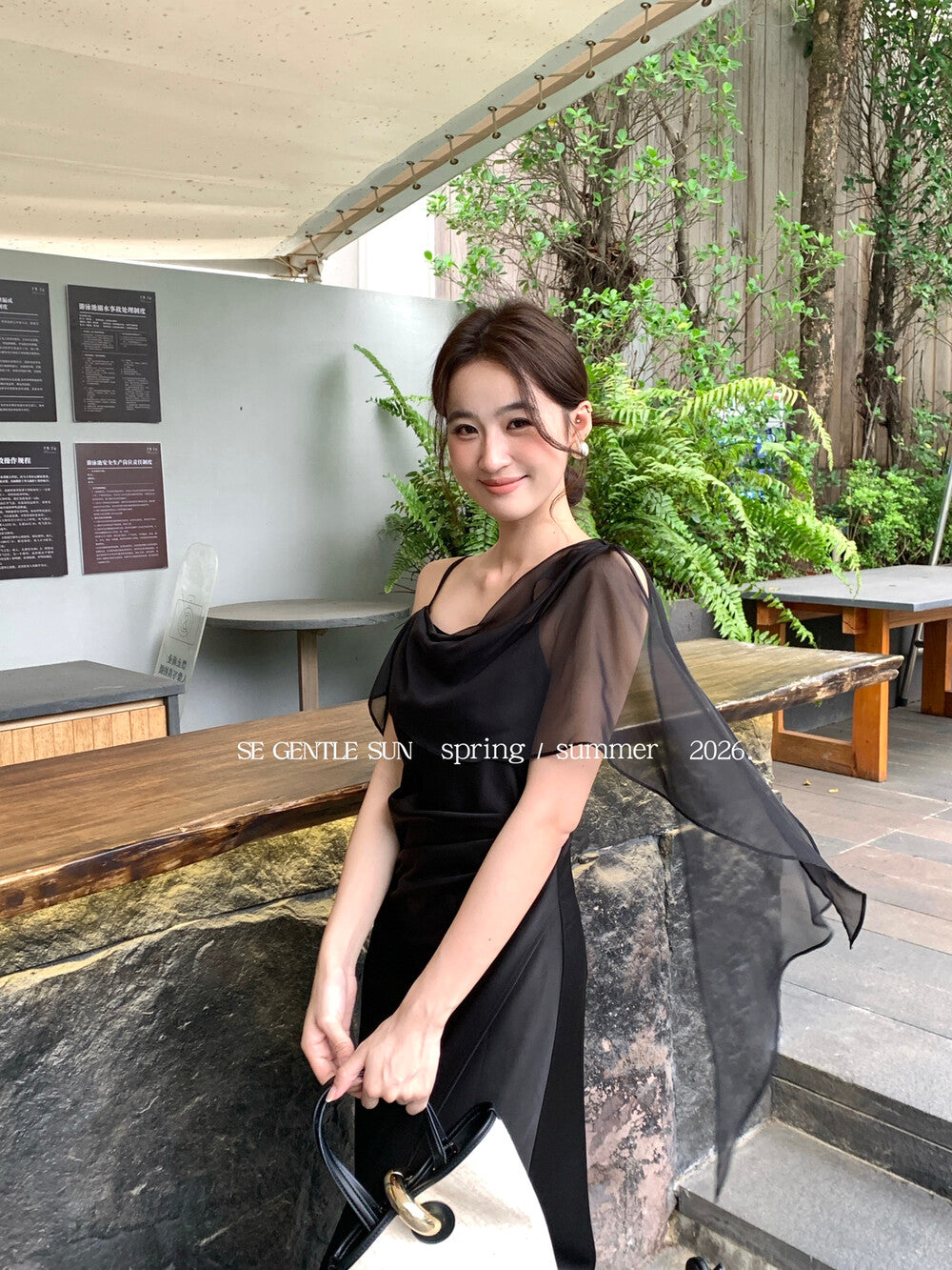 Lady's French romantic ribbon satin asymmetric design ribbon waist pleated fishtail dress - Seldom Seen Styles