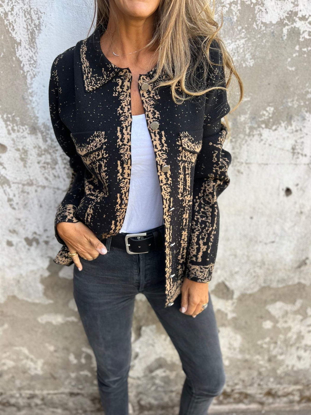 Lapel Knitted Long Sleeve Jacket - Seldom Seen Styles