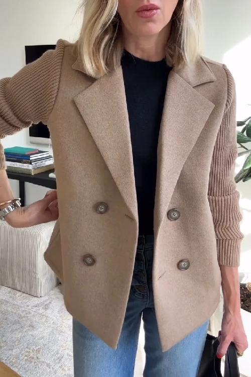 Lenore - Chic Knit-Sleeve Blazer - Seldom Seen Styles