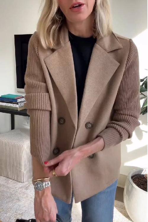 Lenore - Chic Knit-Sleeve Blazer - Seldom Seen Styles