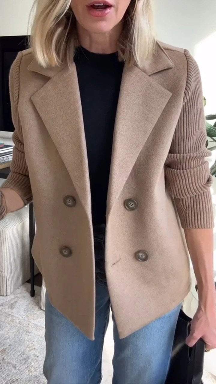Lenore - Chic Knit-Sleeve Blazer - Seldom Seen Styles