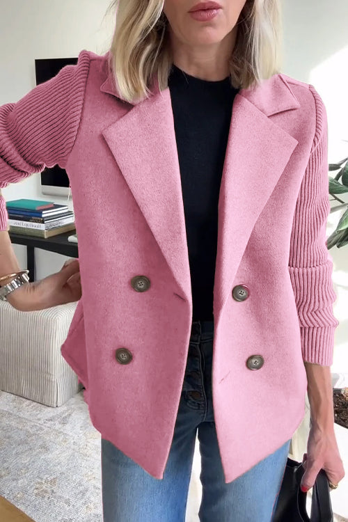 Lenore - Chic Knit-Sleeve Blazer - Seldom Seen Styles