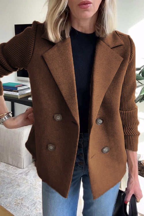 Lenore - Chic Knit-Sleeve Blazer - Seldom Seen Styles