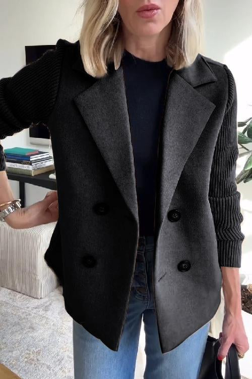 Lenore - Chic Knit-Sleeve Blazer - Seldom Seen Styles